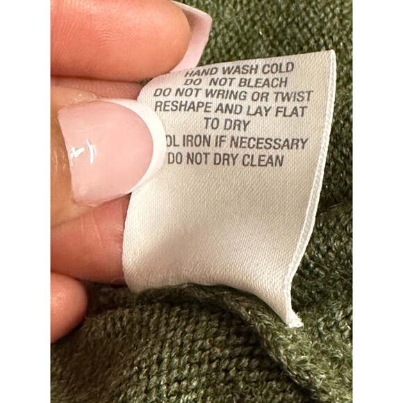 Roz &Ali Open Front Knit Cardigan Women’s L Olive Green Sweater Long Sleeve Soft - Picture 10 of 13